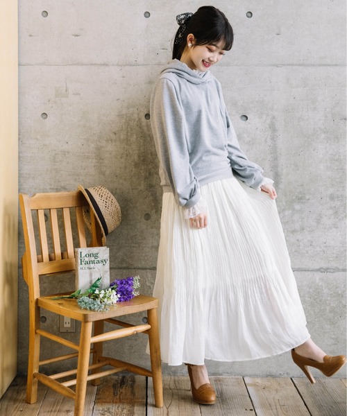 Mysa&Liina(ミーサリーナ)の「ミニ裏毛取外レース付きパーカー(パーカー・レディース・キナリ/ブラック/オフホワイト/ラベンダー/杢グレー・M)」の19枚目の写真