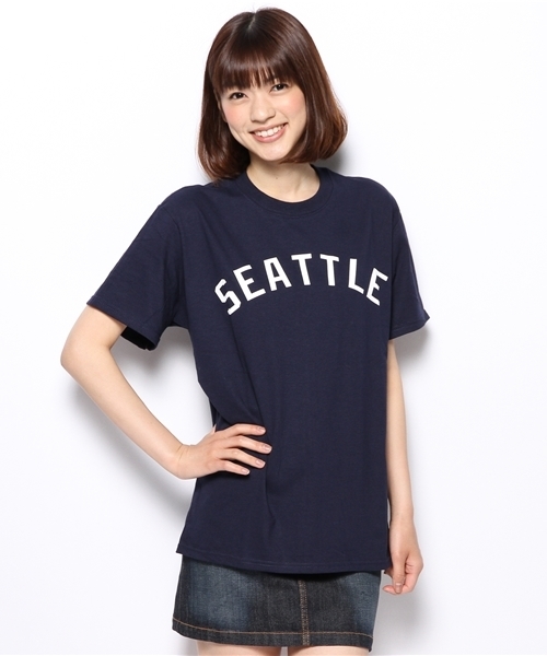 CIAOPANIC(チャオパニック)の「【Ciaopanic】シアトルロゴTee(Tシャツ/カットソー・レディース・ホワイト/ネイビー・FREE)」の2枚目の写真