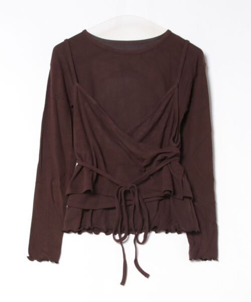 STYLEBLOCK(スタイルブロック)の「起毛フライスレイヤードトップス(Tシャツ/カットソー・レディース・ブラック/ベージュ/ブラウン/アイボリー/キャメル・M)」の3枚目の写真