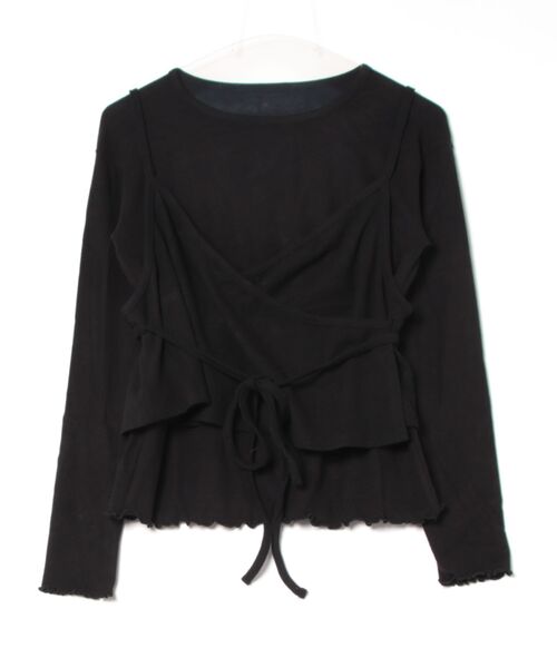 STYLEBLOCK(スタイルブロック)の「起毛フライスレイヤードトップス(Tシャツ/カットソー・レディース・ブラック/ベージュ/ブラウン/アイボリー/キャメル・M)」の1枚目の写真