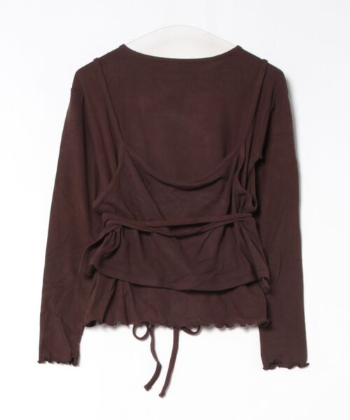 STYLEBLOCK(スタイルブロック)の「起毛フライスレイヤードトップス(Tシャツ/カットソー・レディース・ブラック/ベージュ/ブラウン/アイボリー/キャメル・M)」の6枚目の写真