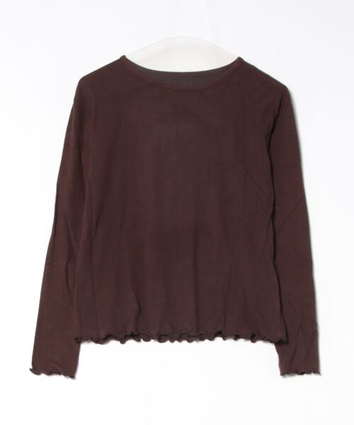 STYLEBLOCK(スタイルブロック)の「起毛フライスレイヤードトップス(Tシャツ/カットソー・レディース・ブラック/ベージュ/ブラウン/アイボリー/キャメル・M)」の7枚目の写真