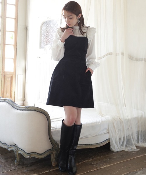 one after another NICE CLAUP(ワンアフターアナザーナイスクラップ)の「パイピングジャンパースカート(ワンピース・レディース・ブラック/アニマル/ドット/チェック・FREE)」の22枚目の写真