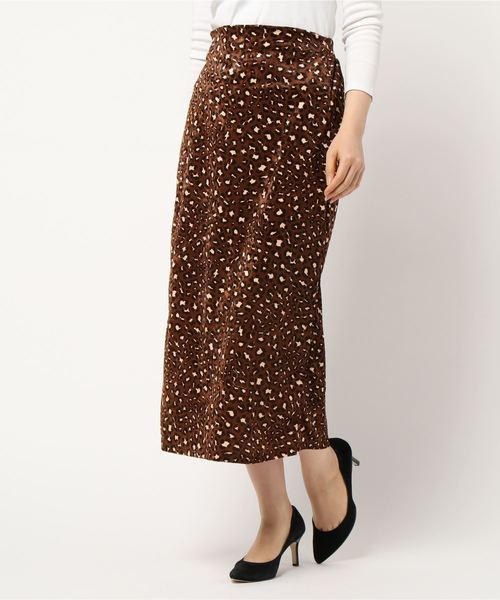 STYLEBLOCK（スタイルブロック）の「ベロアレオパード柄ヒョウ柄ストレートスカート（スカート・レディース・ベージュ/ブラウン/ライトベージュ・M）」の7枚目の写真