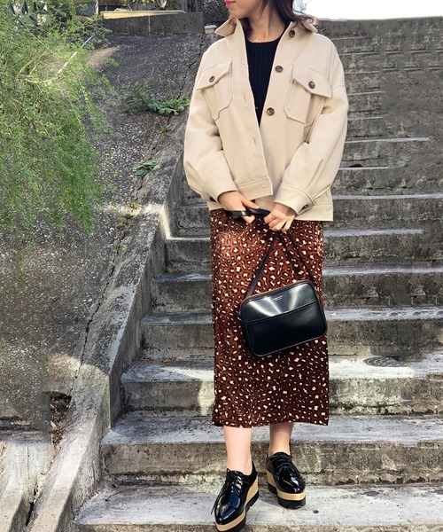 STYLEBLOCK（スタイルブロック）の「ベロアレオパード柄ヒョウ柄ストレートスカート（スカート・レディース・ベージュ/ブラウン/ライトベージュ・M）」の6枚目の写真