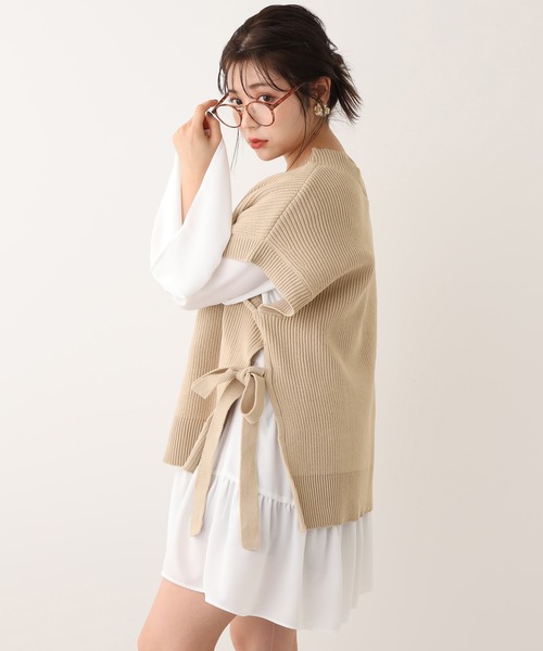 one after another NICE CLAUP（ワンアフターアナザーナイスクラップ）の「サイドリボンニットベスト（ニット/セーター・レディース・アイボリー/ベージュ/グレイッシュベージュ・FREE）」の13枚目の写真
