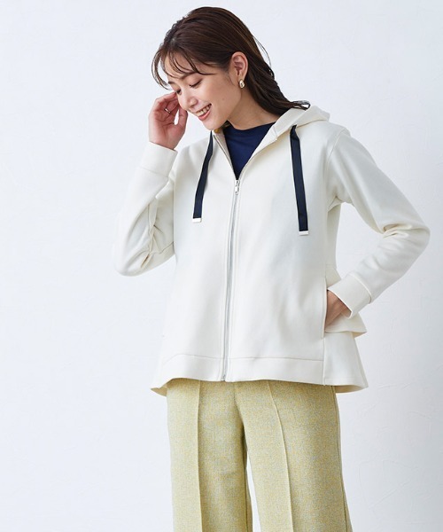 Pierrot（ピエロ）の「ボンディングバックフレアパーカー（パーカー・レディース・ブラック/アイボリー/ダークグレー/ベージュ/ネイビー/杢グレー/グレー系その他/カーキ/ミント・M/L/S）」の21枚目の写真