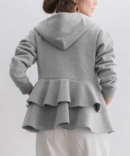 Pierrot（ピエロ）の「ボンディングバックフレアパーカー（パーカー・レディース・ブラック/アイボリー/ダークグレー/ベージュ/ネイビー/杢グレー/グレー系その他/カーキ/ミント・M/L/S）」の14枚目の写真