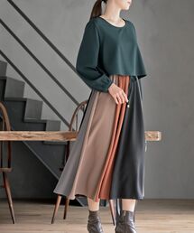 カラフルパッチワークドッキングワンピース