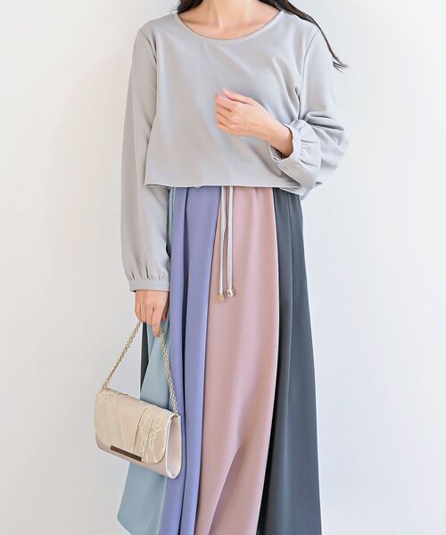 rps（アールピーエス）の「カラフルパッチワークドッキングワンピース（ワンピース・レディース・ブラック/ネイビー/オフホワイト/ダークグリーン/ブラック系その他2/ホワイト系その他2/ボルドー/パープル/ブラック系その他3/ライトグレー/ダークネイビー・M/フリー）」の17枚目の写真