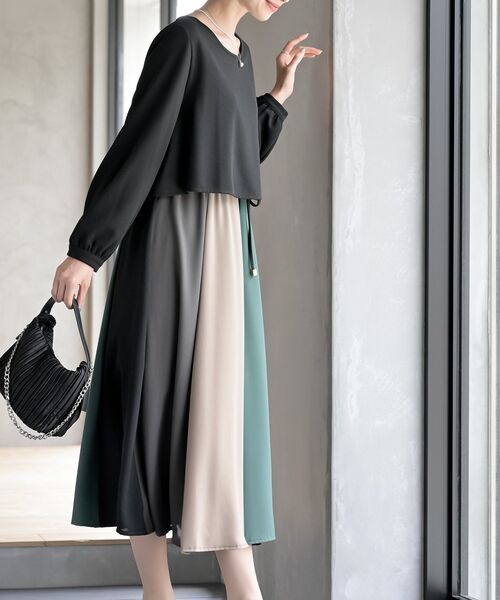 rps（アールピーエス）の「カラフルパッチワークドッキングワンピース（ワンピース・レディース・ブラック/ネイビー/オフホワイト/ダークグリーン/ブラック系その他2/ホワイト系その他2/ボルドー/パープル/ブラック系その他3/ライトグレー/ダークネイビー・M/フリー）」の12枚目の写真