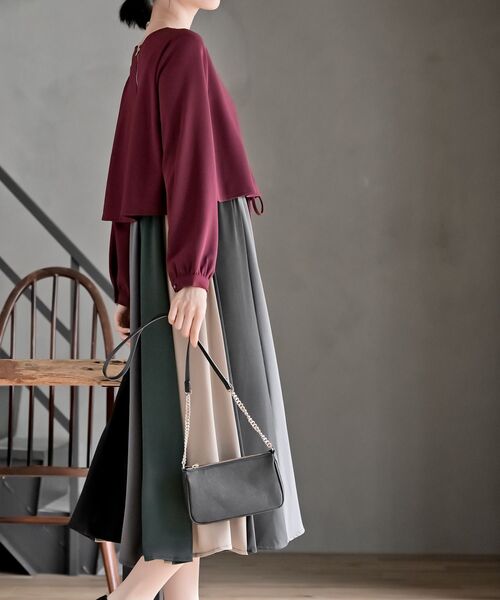 rps（アールピーエス）の「カラフルパッチワークドッキングワンピース（ワンピース・レディース・ブラック/ネイビー/オフホワイト/ダークグリーン/ブラック系その他2/ホワイト系その他2/ボルドー/パープル/ブラック系その他3/ライトグレー/ダークネイビー・M/フリー）」の19枚目の写真