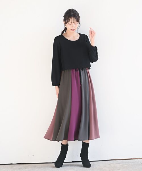 カラフルパッチワークドッキングワンピース（ワンピース）｜rps