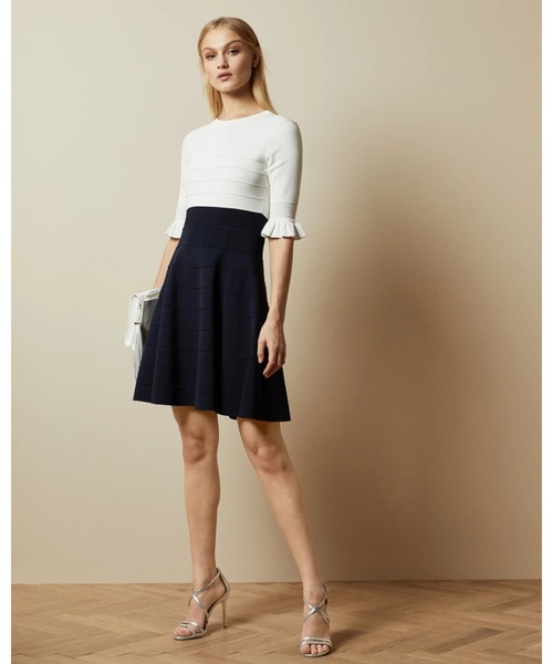 Ted Baker(テッドベーカー)の「150607-WMD-DYANA フリル ニットドレス(ドレス)」|ダークブルー