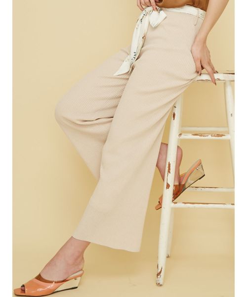 RESEXXY（リゼクシー）の「幾何フラワーベルトニットパンツ（その他パンツ・レディース・ベージュ/モカ/ブラック・FREE）」の3枚目の写真