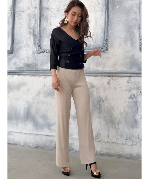 RESEXXY（リゼクシー）の「幾何フラワーベルトニットパンツ（その他パンツ・レディース・ベージュ/モカ/ブラック・FREE）」の6枚目の写真