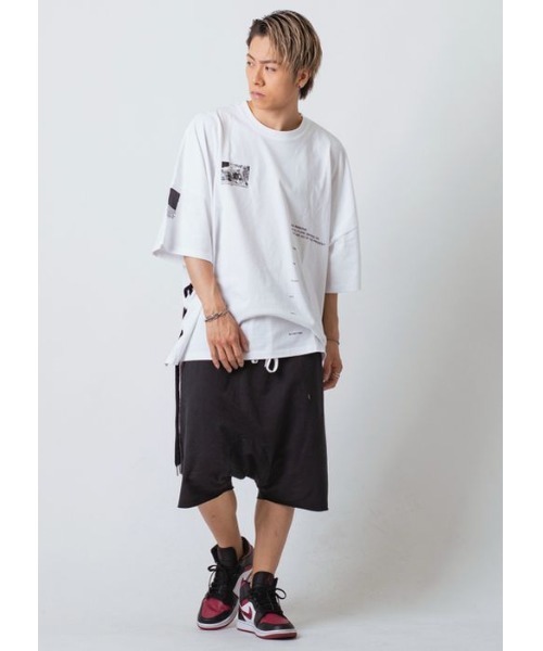 RE730（アールイーセブンサーティー）の「【RE730】レースアップモンスターシルエットTシャツ　スーパービッグシルエット（Tシャツ/カットソー・メンズ・オフホワイト/ブラック/ベージュ・MEDIUM/LARGE）」の19枚目の写真