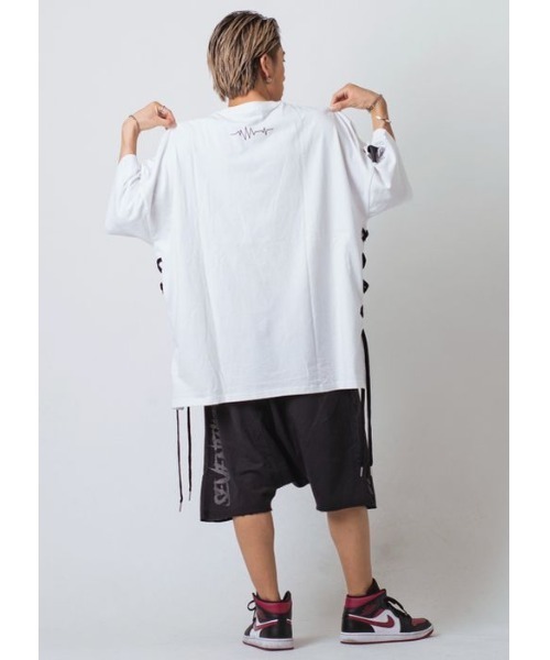 RE730（アールイーセブンサーティー）の「【RE730】レースアップモンスターシルエットTシャツ　スーパービッグシルエット（Tシャツ/カットソー・メンズ・オフホワイト/ブラック/ベージュ・MEDIUM/LARGE）」の22枚目の写真