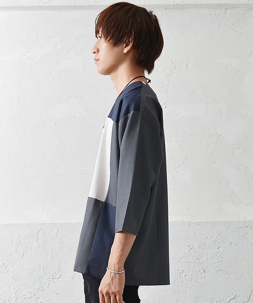 MinoriTY（マイノリティ）の「メンズT/R切替8分袖プルオーバーシャツ（シャツ/ブラウス・メンズ・ベージュ/チャコール/ネイビー・M/L）」の9枚目の写真