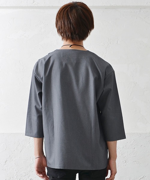 MinoriTY（マイノリティ）の「メンズT/R切替8分袖プルオーバーシャツ（シャツ/ブラウス・メンズ・ベージュ/チャコール/ネイビー・M/L）」の8枚目の写真