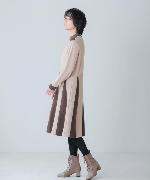 Bou Jeloud（ブージュルード）の「配色切替ニットワンピース（ワンピース・レディース・ブラック/ベージュ・38）」の6枚目の写真