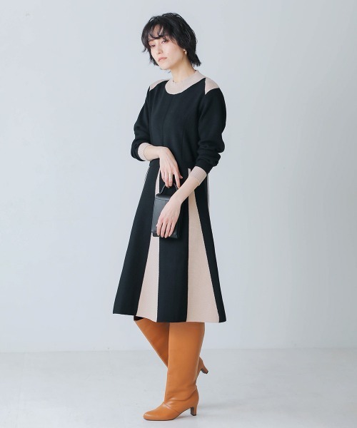 Bou Jeloud（ブージュルード）の「配色切替ニットワンピース（ワンピース・レディース・ブラック/ベージュ・38）」の16枚目の写真