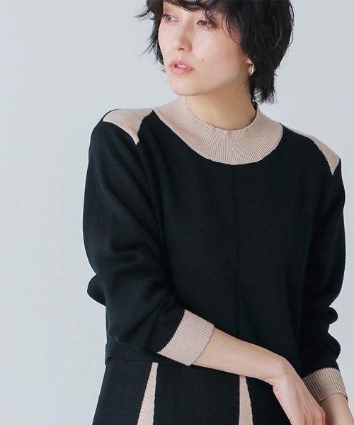 Bou Jeloud（ブージュルード）の「配色切替ニットワンピース（ワンピース・レディース・ブラック/ベージュ・38）」の20枚目の写真
