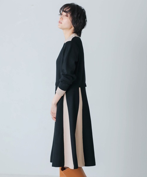 Bou Jeloud（ブージュルード）の「配色切替ニットワンピース（ワンピース・レディース・ブラック/ベージュ・38）」の18枚目の写真