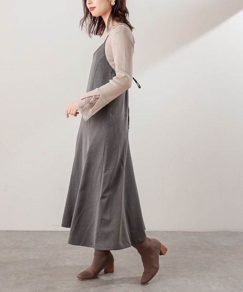 natural couture（ナチュラルクチュール）の「配色ステッチキャミワンピース（ワンピース・レディース・モカ/グレイッシュベージュ/チャコール・FREE）」の16枚目の写真