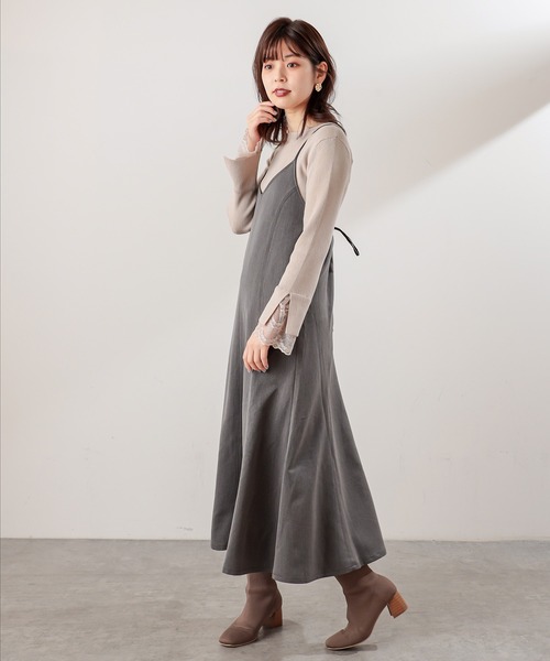 natural couture（ナチュラルクチュール）の「配色ステッチキャミワンピース（ワンピース・レディース・モカ/グレイッシュベージュ/チャコール・FREE）」の7枚目の写真