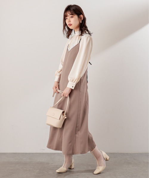 natural couture（ナチュラルクチュール）の「配色ステッチキャミワンピース（ワンピース・レディース・モカ/グレイッシュベージュ/チャコール・FREE）」の10枚目の写真