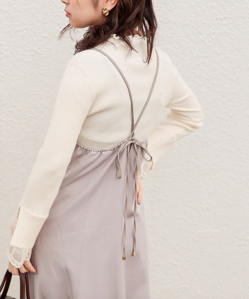 natural couture（ナチュラルクチュール）の「配色ステッチキャミワンピース（ワンピース・レディース・モカ/グレイッシュベージュ/チャコール・FREE）」の14枚目の写真