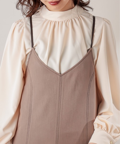 natural couture（ナチュラルクチュール）の「配色ステッチキャミワンピース（ワンピース・レディース・モカ/グレイッシュベージュ/チャコール・FREE）」の9枚目の写真