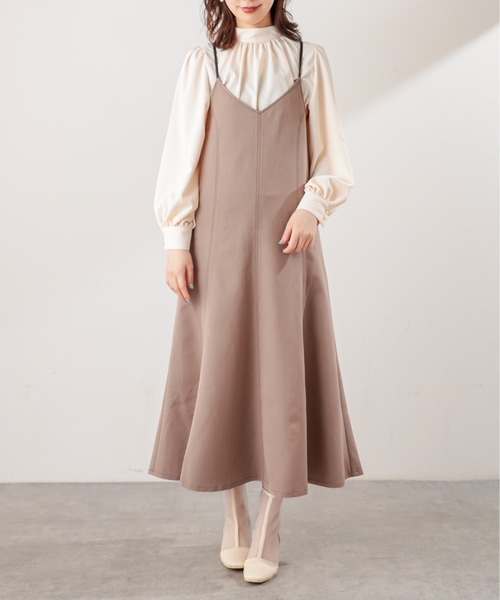 natural couture（ナチュラルクチュール）の「配色ステッチキャミワンピース（ワンピース・レディース・モカ/グレイッシュベージュ/チャコール・FREE）」の15枚目の写真
