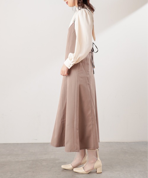 natural couture（ナチュラルクチュール）の「配色ステッチキャミワンピース（ワンピース・レディース・モカ/グレイッシュベージュ/チャコール・FREE）」の18枚目の写真