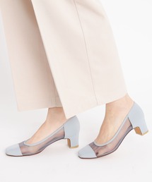 ◆シースルー切り替えミドルヒールパンプス