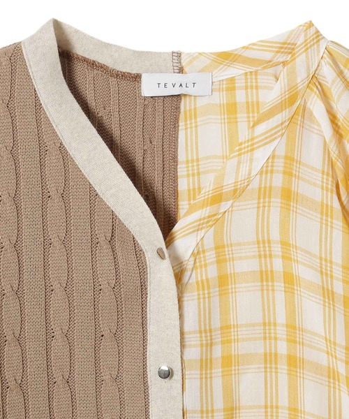 TEVALT（ヴァレット）の「カーディガン×ブラウス　ドッキングトップス（カーディガン/ボレロ・レディース・グリーン/キャメル/アイボリー/ネイビー・38）」の16枚目の写真