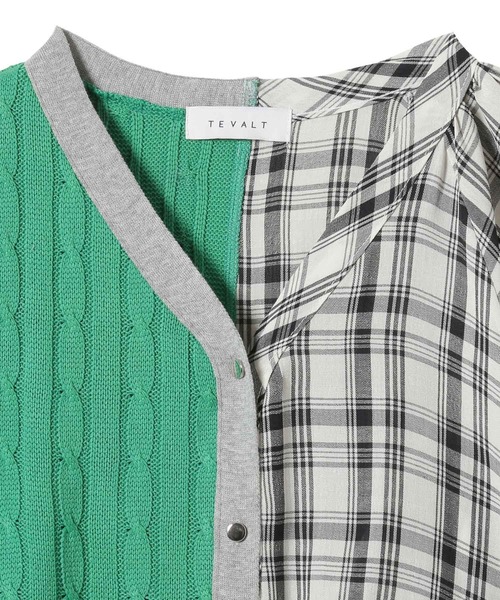 TEVALT（ヴァレット）の「カーディガン×ブラウス　ドッキングトップス（カーディガン/ボレロ・レディース・グリーン/キャメル/アイボリー/ネイビー・38）」の10枚目の写真