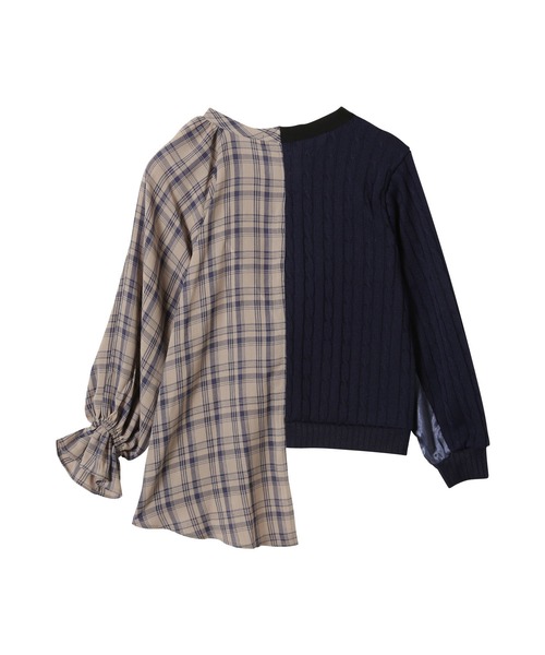 TEVALT（ヴァレット）の「カーディガン×ブラウス　ドッキングトップス（カーディガン/ボレロ・レディース・グリーン/キャメル/アイボリー/ネイビー・38）」の8枚目の写真