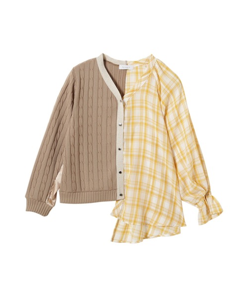 TEVALT（ヴァレット）の「カーディガン×ブラウス　ドッキングトップス（カーディガン/ボレロ・レディース・グリーン/キャメル/アイボリー/ネイビー・38）」の5枚目の写真