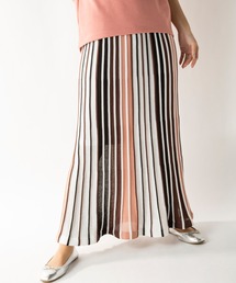 シャリ感のある糸を使用した配色プリーツマーメイドライン美シルエットスカート