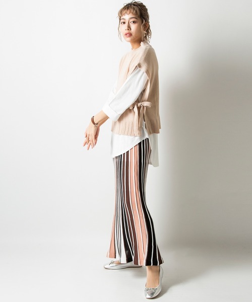 MILLION CARATS(ミリオンカラッツ)の「シャリ感のある糸を使用した配色プリーツマーメイドライン美シルエットスカート(スカート・レディース・ピンク/サックスブルー・FREE)」の7枚目の写真