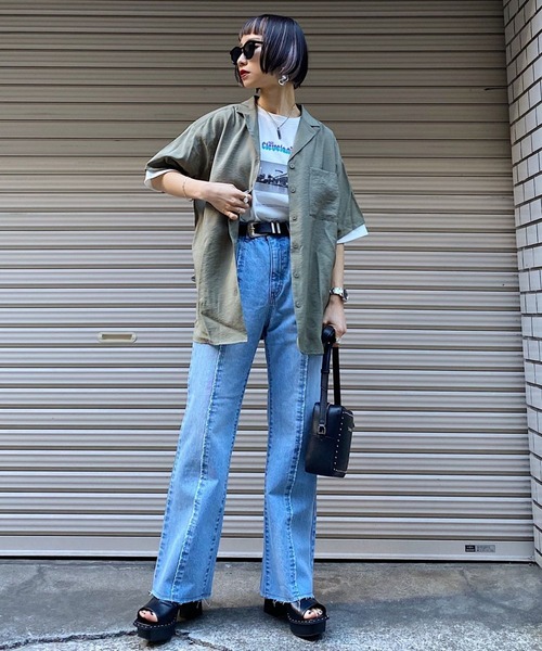 PAGEBOY（ページボーイ）の「【WEB限定アイテム】BIGカイキンシャツSS（シャツ/ブラウス・レディース・ブラック/ダークブラウン/ベージュ/カーキ・FREE）」の21枚目の写真