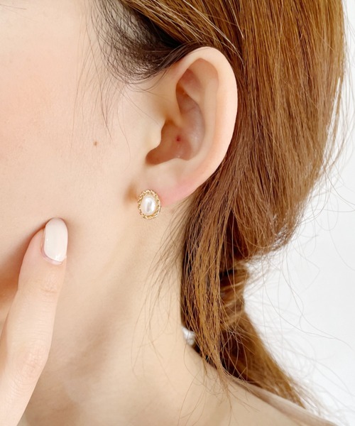 Alite cloth（アリーテクロス）の「パール入りデザインフープピアスセット（ピアス（両耳用）・レディース・シルバー/ゴールド・FREE）」の4枚目の写真