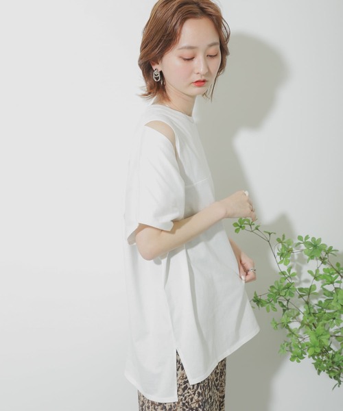 SENSE OF PLACE by URBAN RESEARCH（センスオブプレイスバイアーバンリサーチ）の「スリットスリーブTシャツ（Tシャツ/カットソー・レディース・イエロー/ブラック/オフホワイト・ONE）」の8枚目の写真