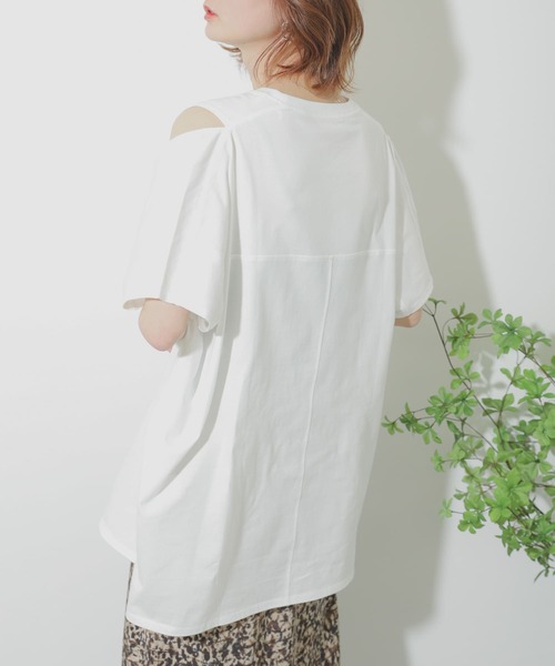 SENSE OF PLACE by URBAN RESEARCH（センスオブプレイスバイアーバンリサーチ）の「スリットスリーブTシャツ（Tシャツ/カットソー・レディース・イエロー/ブラック/オフホワイト・ONE）」の9枚目の写真