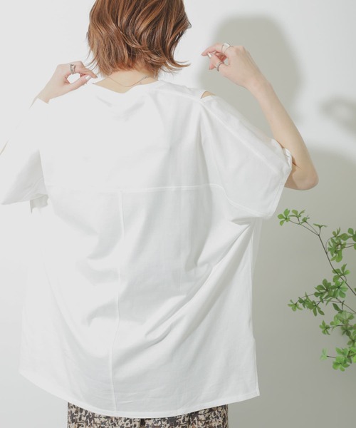 SENSE OF PLACE by URBAN RESEARCH（センスオブプレイスバイアーバンリサーチ）の「スリットスリーブTシャツ（Tシャツ/カットソー・レディース・イエロー/ブラック/オフホワイト・ONE）」の10枚目の写真