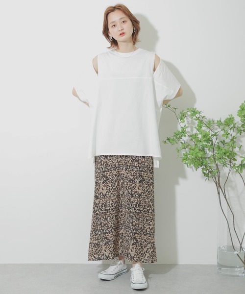 SENSE OF PLACE by URBAN RESEARCH（センスオブプレイスバイアーバンリサーチ）の「スリットスリーブTシャツ（Tシャツ/カットソー・レディース・イエロー/ブラック/オフホワイト・ONE）」の11枚目の写真