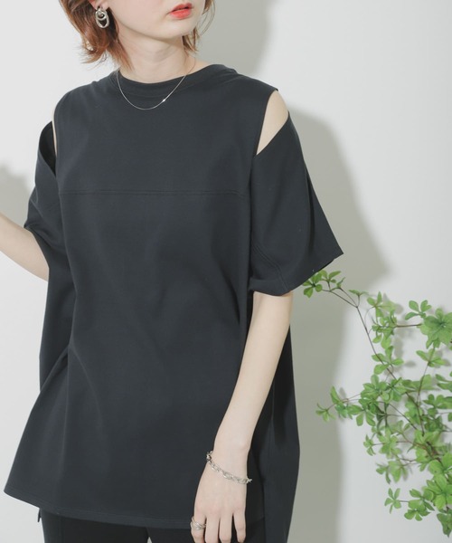 SENSE OF PLACE by URBAN RESEARCH（センスオブプレイスバイアーバンリサーチ）の「スリットスリーブTシャツ（Tシャツ/カットソー・レディース・イエロー/ブラック/オフホワイト・ONE）」の16枚目の写真