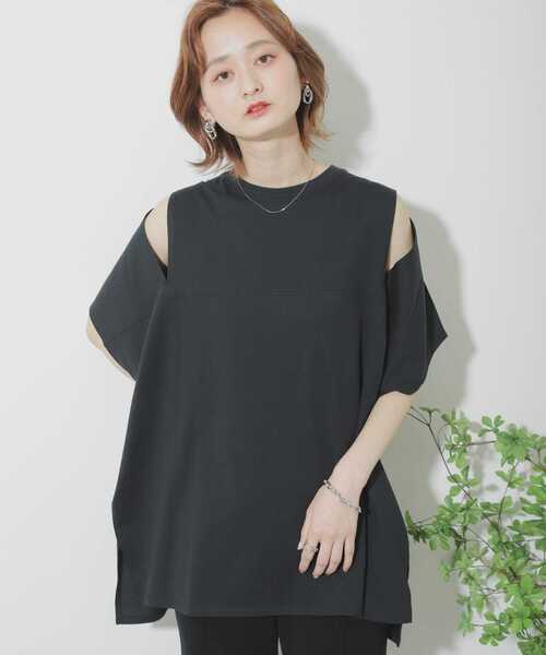 SENSE OF PLACE by URBAN RESEARCH（センスオブプレイスバイアーバンリサーチ）の「スリットスリーブTシャツ（Tシャツ/カットソー・レディース・イエロー/ブラック/オフホワイト・ONE）」の17枚目の写真